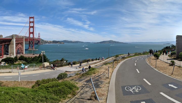 Looking back over the Golden Gate Bridge